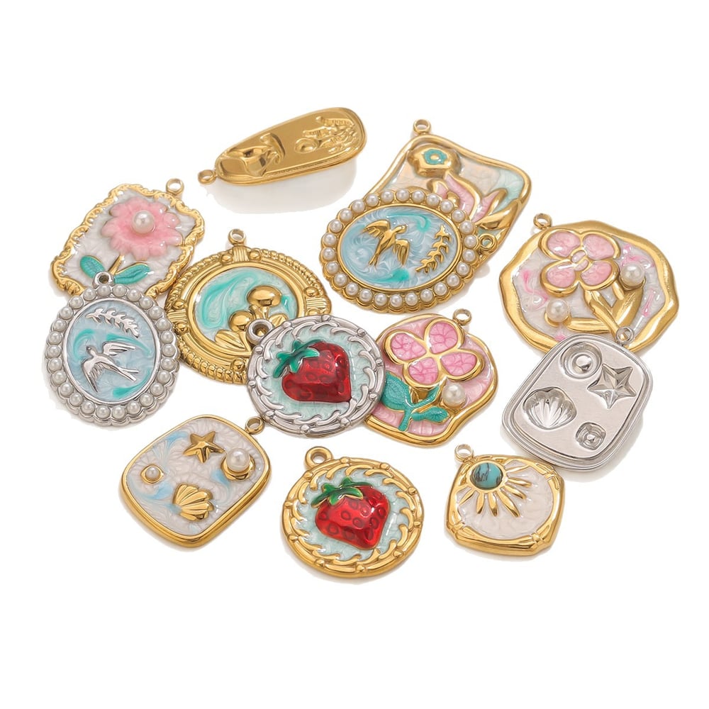 1 Adet Romantik Kendin Yap Çiçek Paslanmaz Çelik Kadın Kolye Resim5