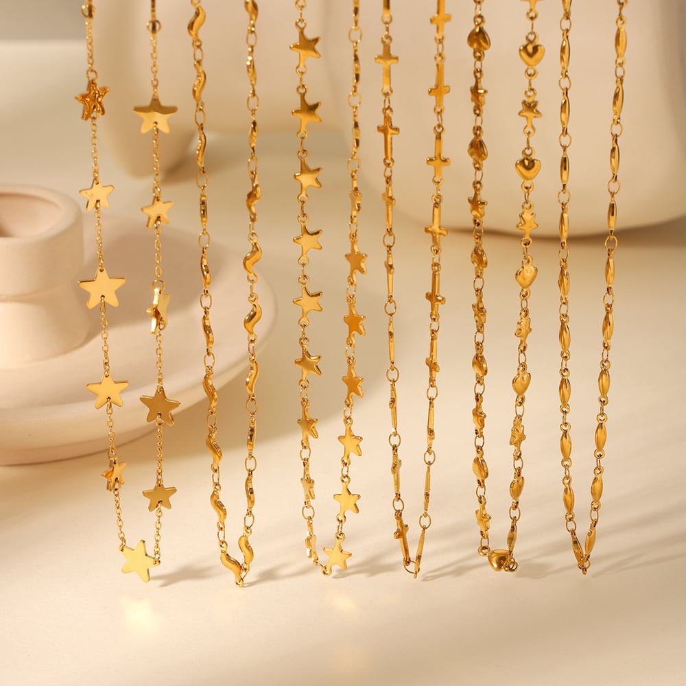 1 Pair Simple Series Daily Cross Stainless Steel   Gold Color  Women's Chain Necklaces h5Picture6