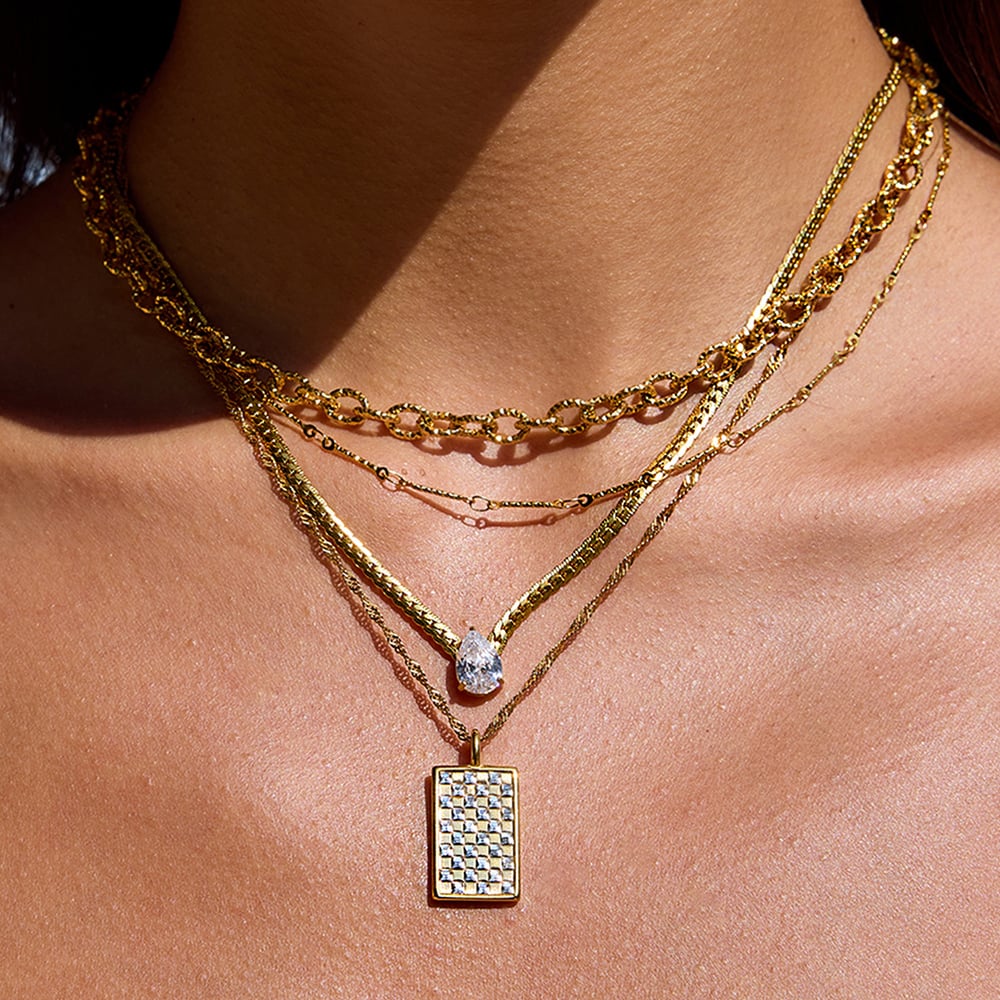 1 Piece Colorant Match Rectangular Stainless Steel Gold Color Women's Pendant Necklaces h5Picture3
