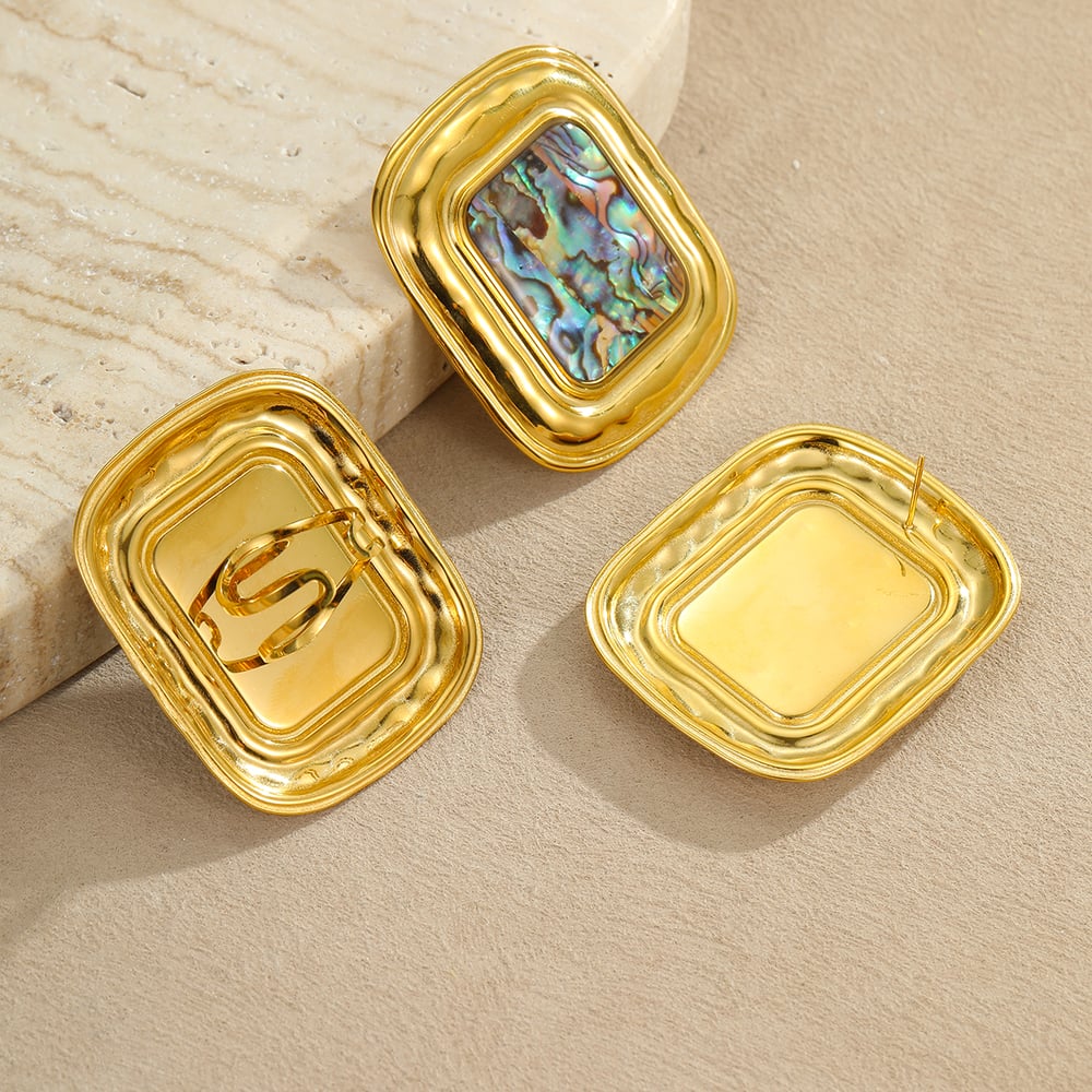 1 Pair Classic Series Retro Geometric Stainless Steel Women's Stud Earrings Picture3