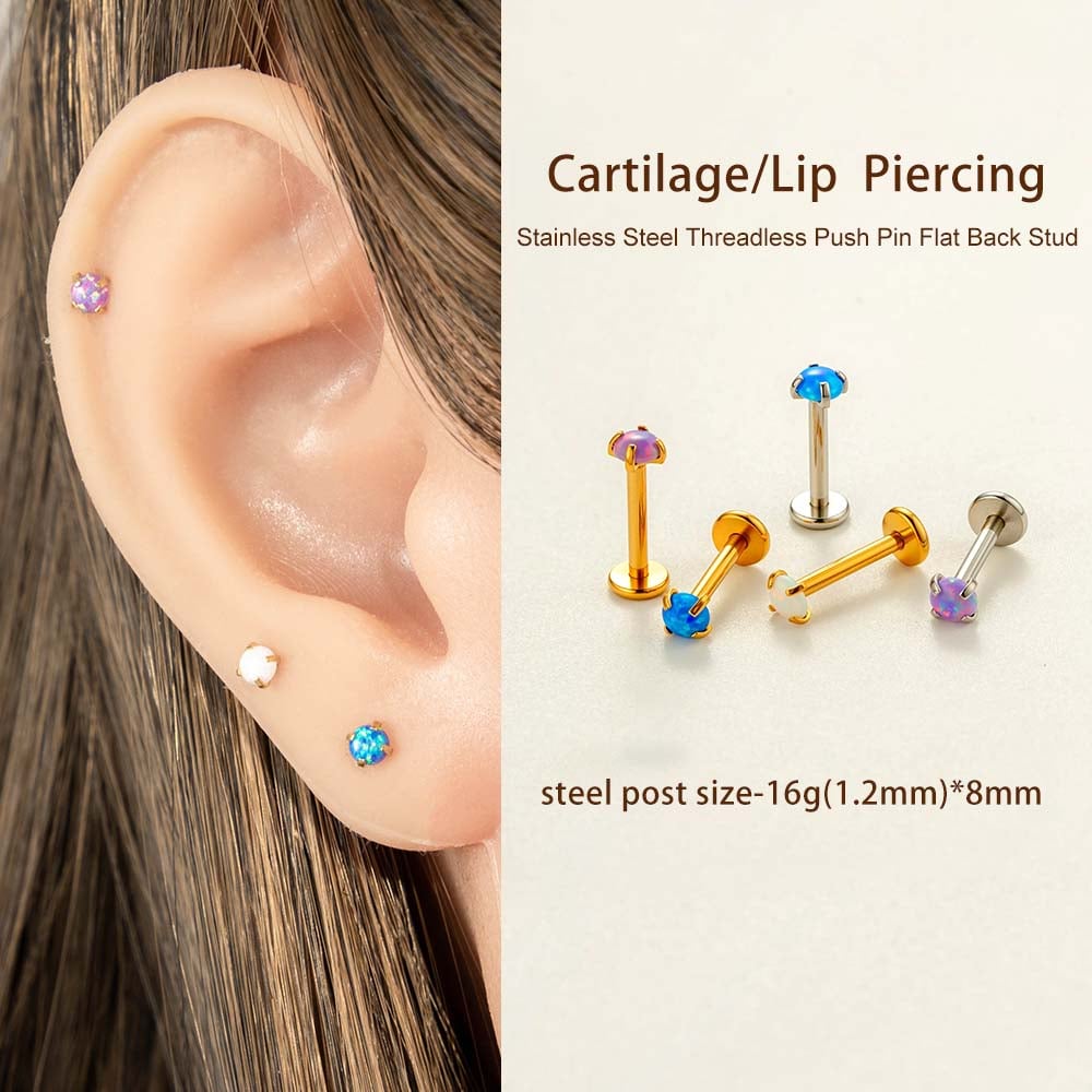 1 Piece Simple Stainless Steel Gold Color Zircon Piercings Earring h5Picture4