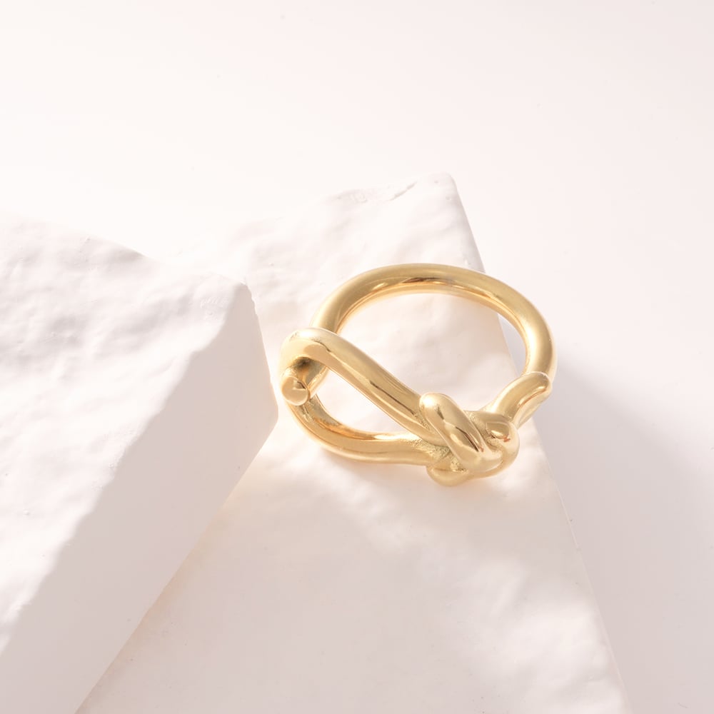 1 Piece Simple Series Casual Twist Stainless Steel Gold Color Minimalist Rings Picture4