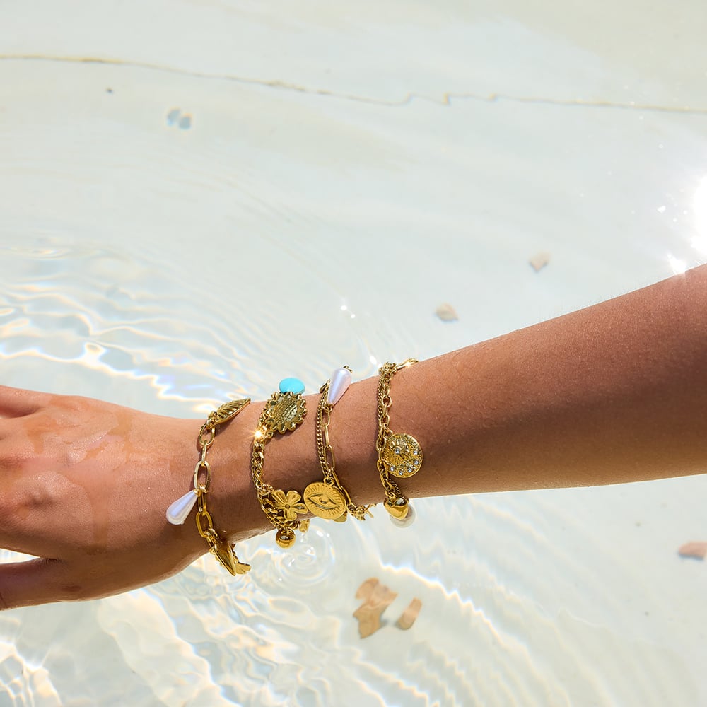 1 stuk vakantie hart roestvrij staal goudkleurige dames bedelarmbanden h5Afbeelding4