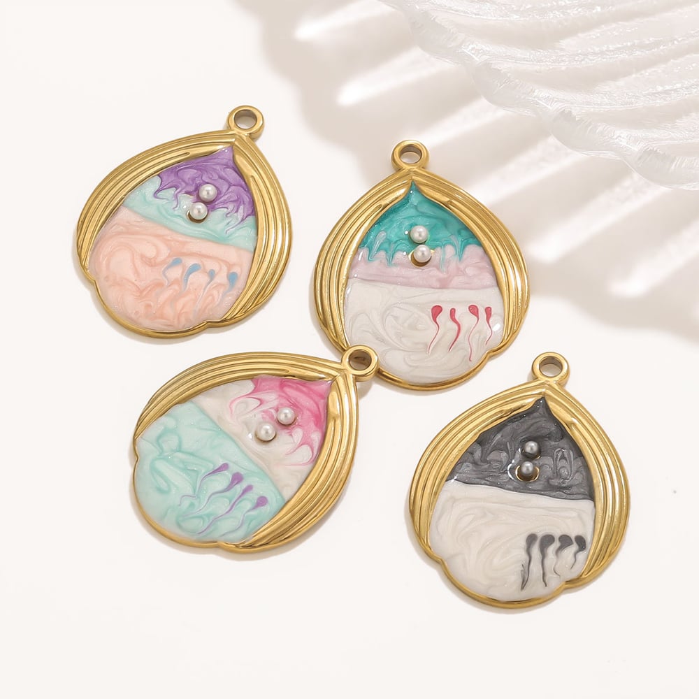 1 Piece Colorful Shell Stainless Steel Gold Color Women's Pendants Picture2