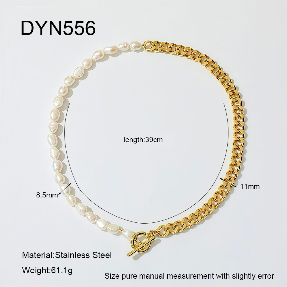 1 Pair Classic Series Retro Mixed Color Stainless Steel Chain Necklaces