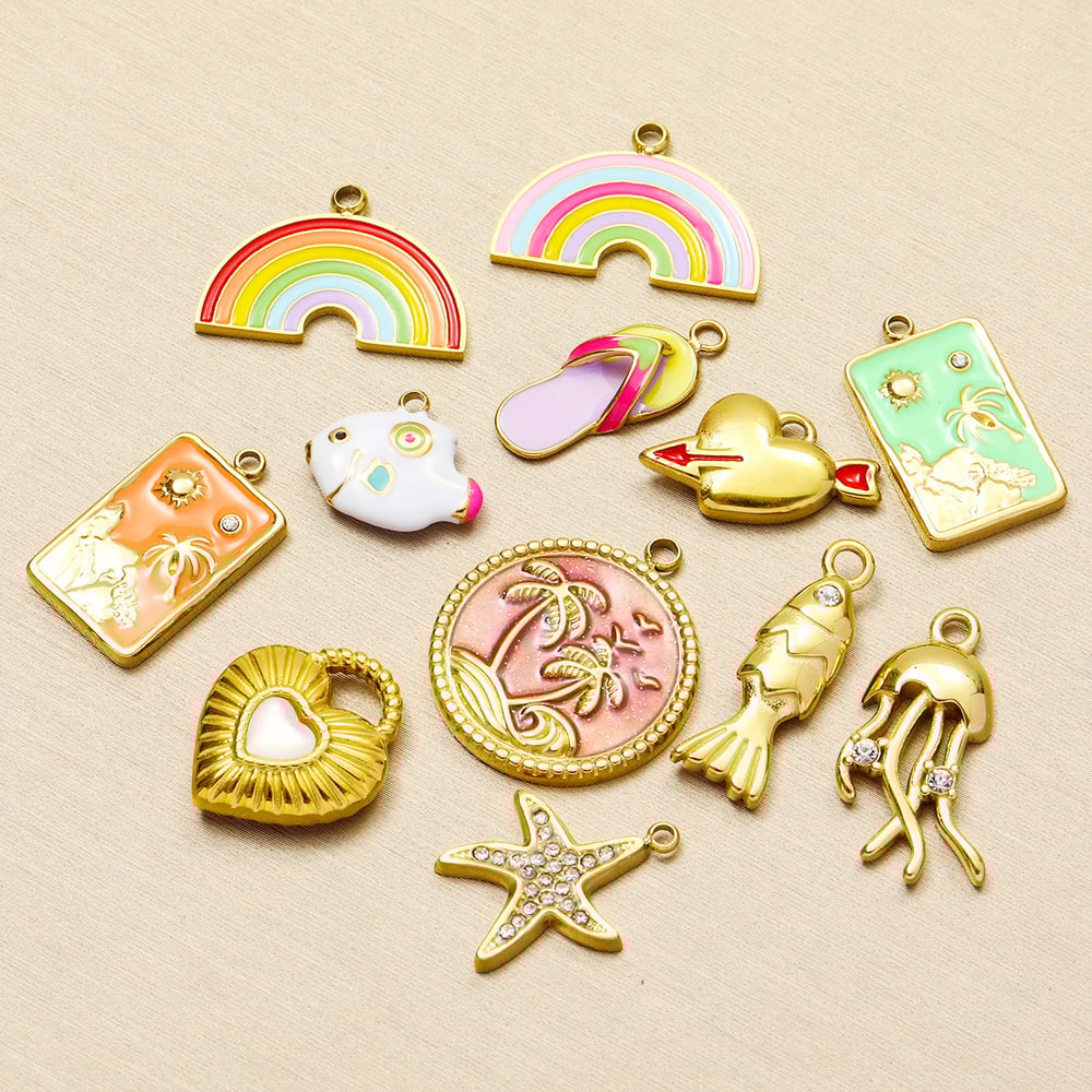 1 Piece DIY Coconut Palm Stainless Steel Gold Color Women's Pendants Picture5