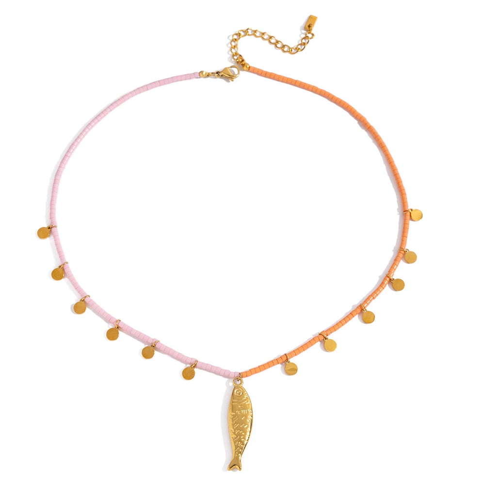 1 Piece Designable Fish Stainless Steel Gold Color Women's Pendant Necklaces