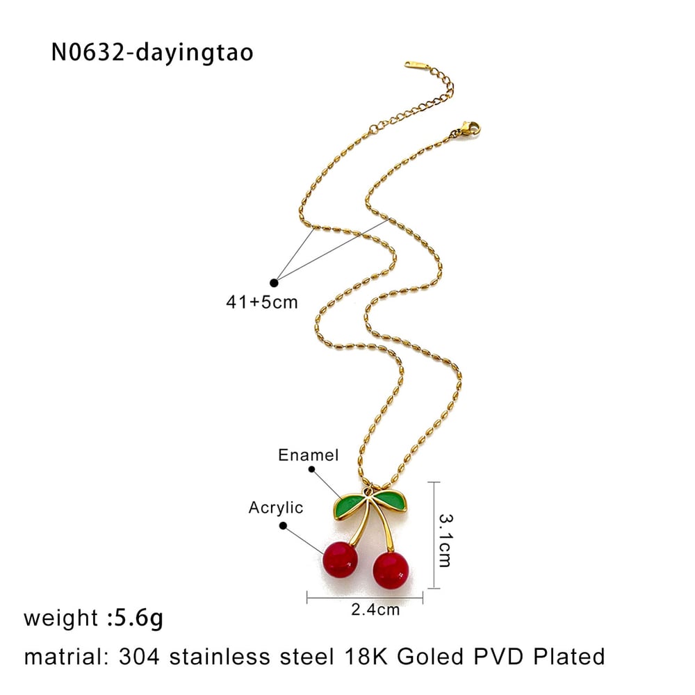 1 Piece Fruit Stainless Steel Gold Color Pendant Necklace