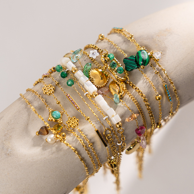 1 Stück Retro-Charm-Armbänder aus Edelstahl in Goldfarbe h5Bild2