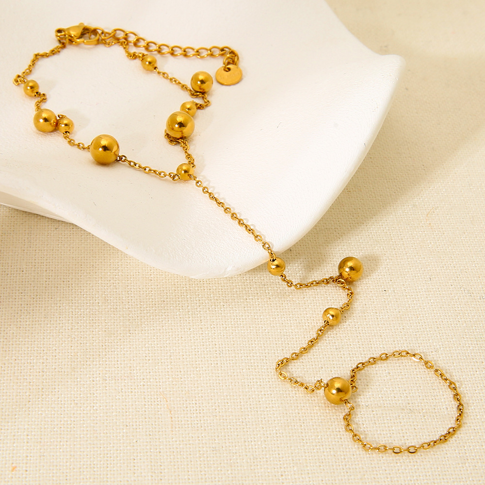 1 Piece Stainless Steel Gold Color Finger-connected Bracelet h5Picture3