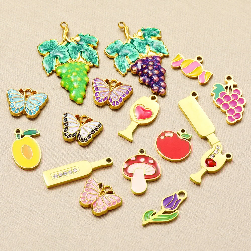 1 Piece Romantic Series DIY Grape Stainless Steel Gold Color Women's Pendants Picture5