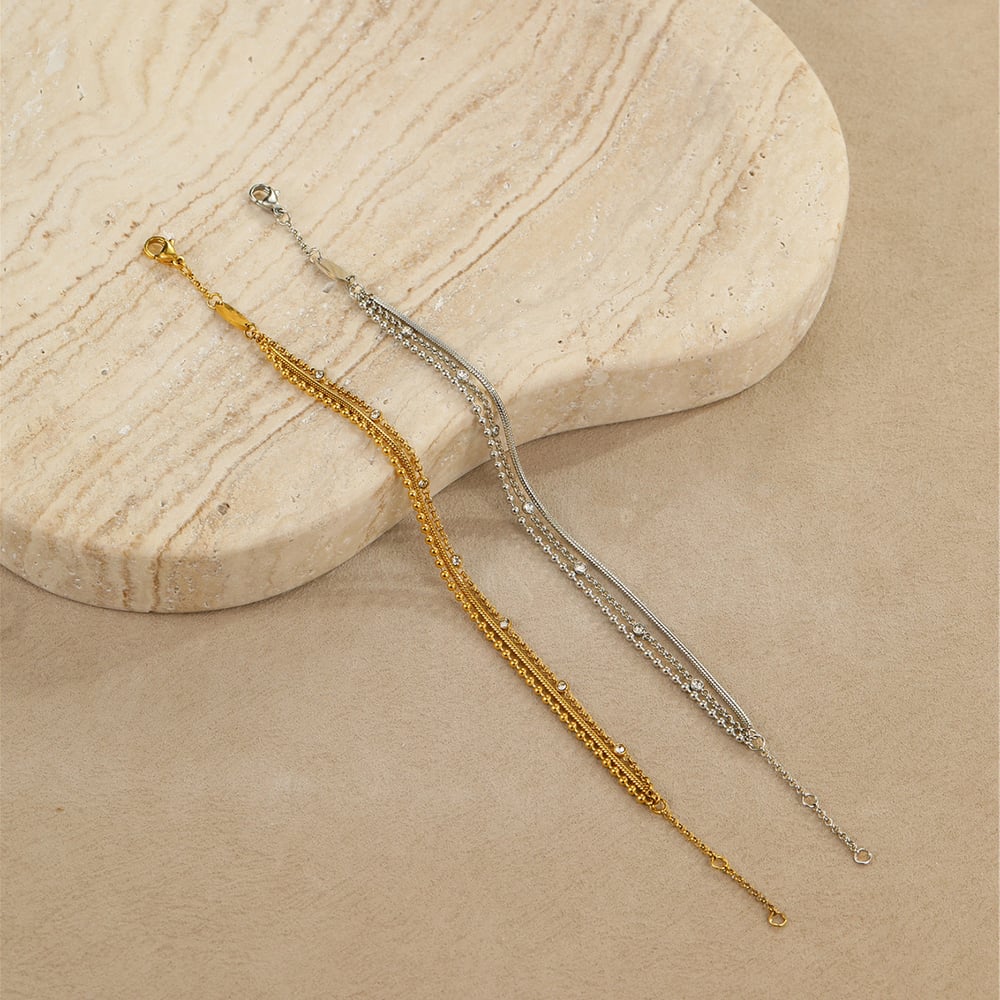 1 Pair Simple Series Daily Stainless Steel Women's Chain Bracelets h5Picture2