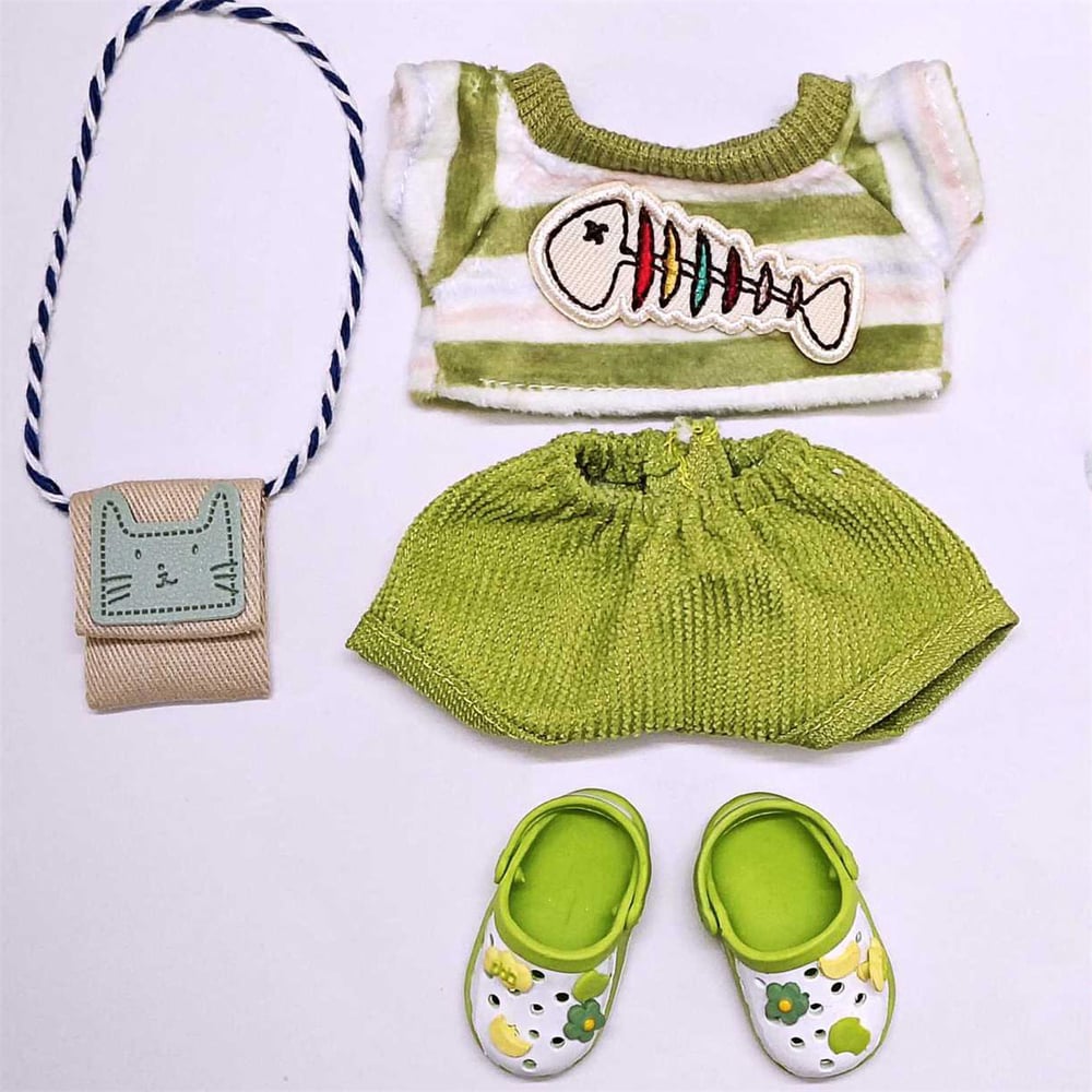 Süßes grünes Kleiderset für Puppen (KEINE Puppe) h5Bild3