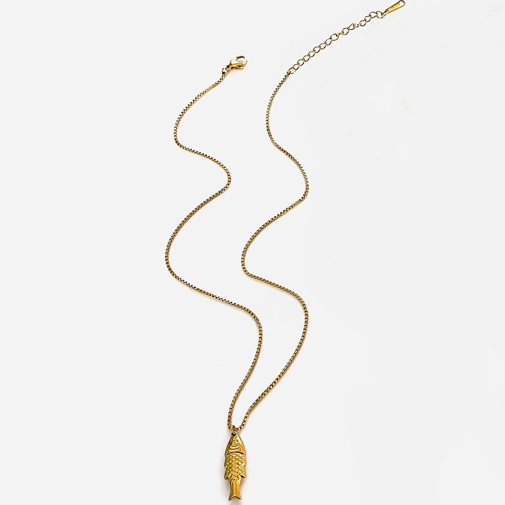 1 Piece Fish Stainless Steel Gold Color Pendant Necklace