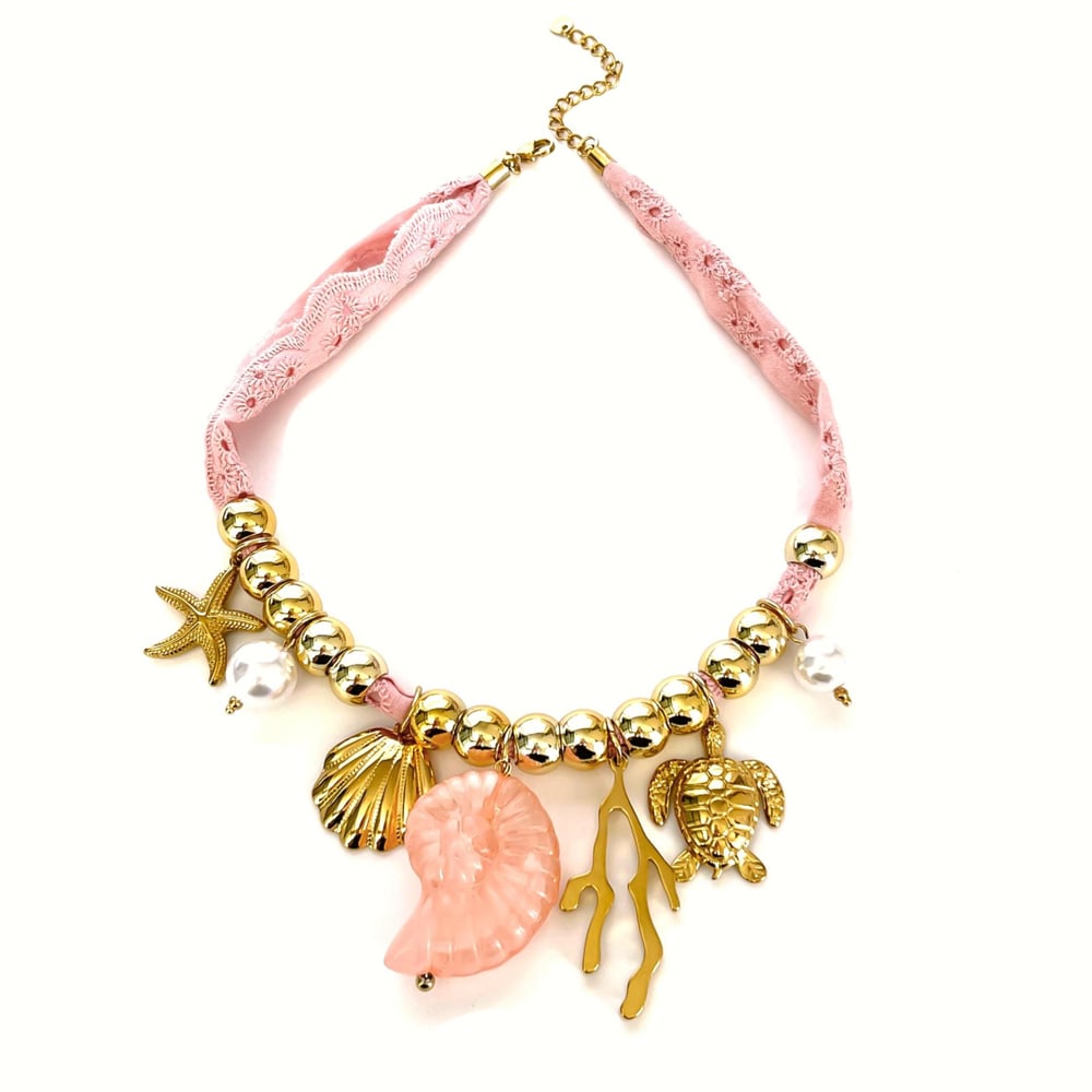 1 Stück Oceanic Edelstahl-Halskette mit goldfarbenem Anhänger Bild5