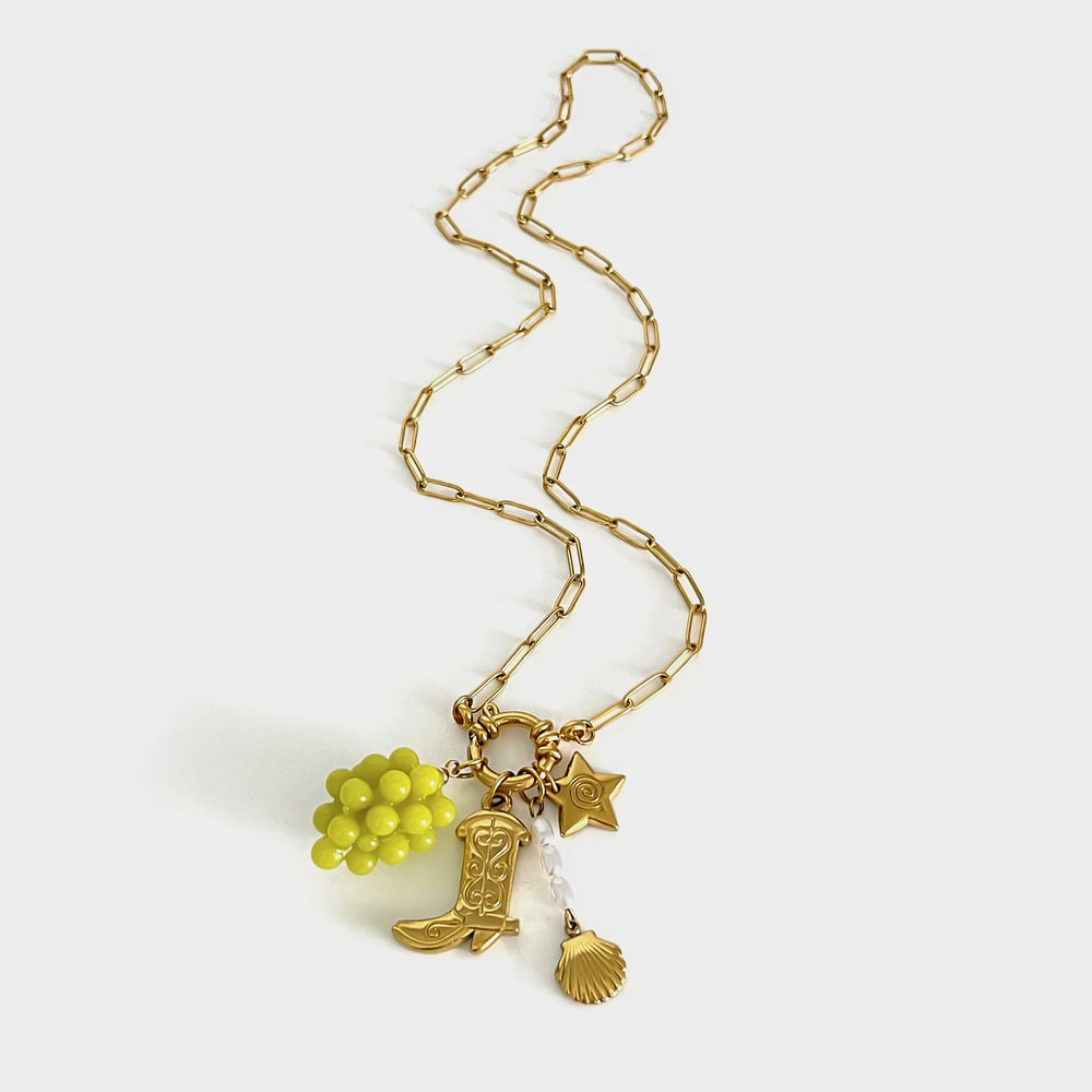 1 Piece Grape Stainless Steel Gold Color Pendant Necklace