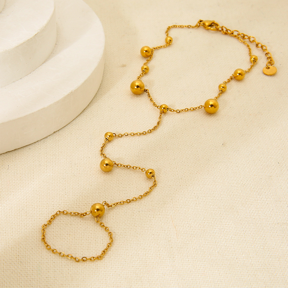 1 Piece Stainless Steel Gold Color Finger-connected Bracelet h5Picture2