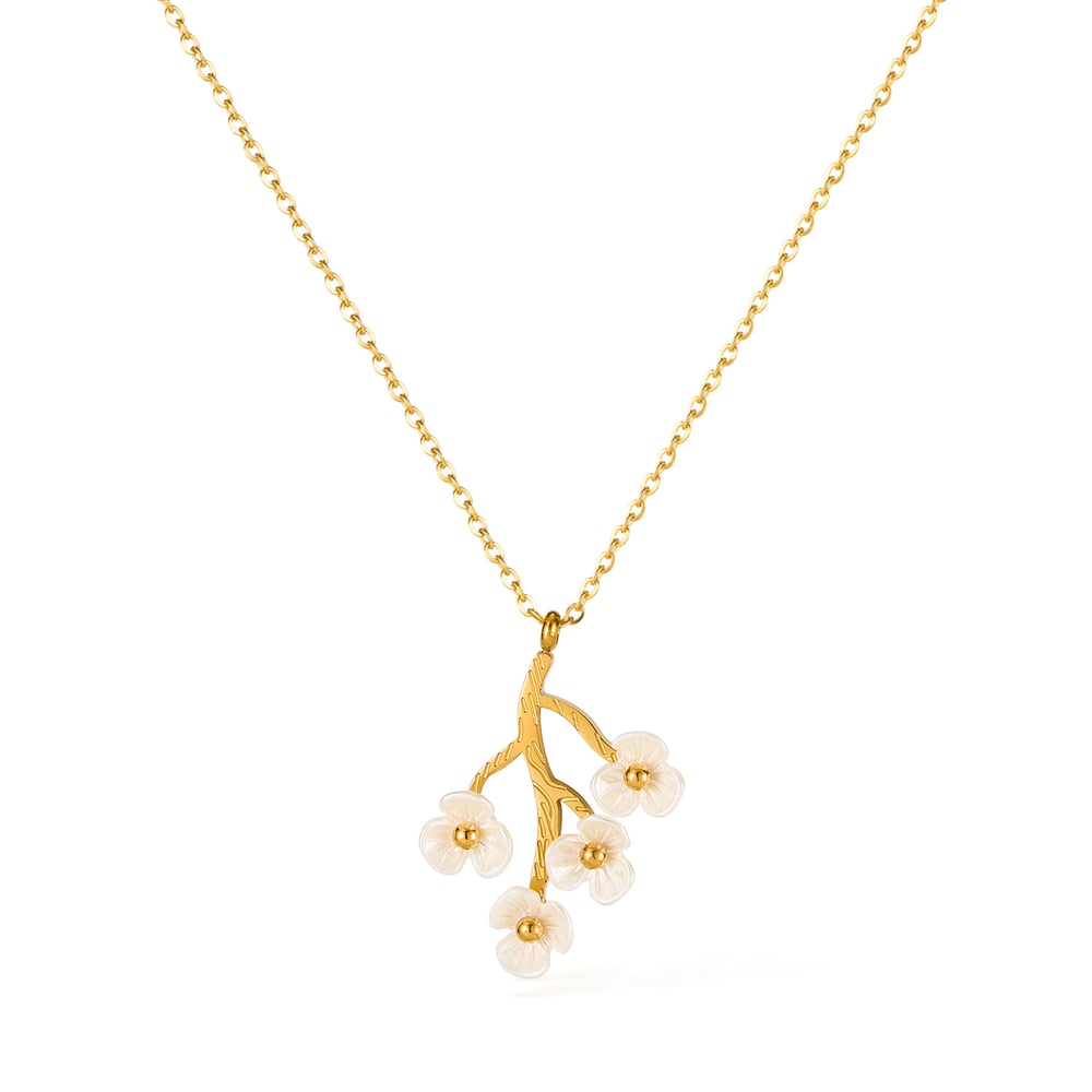 1 Piece Delicate Flower Stainless Steel Gold Color Women's Pendant Necklaces