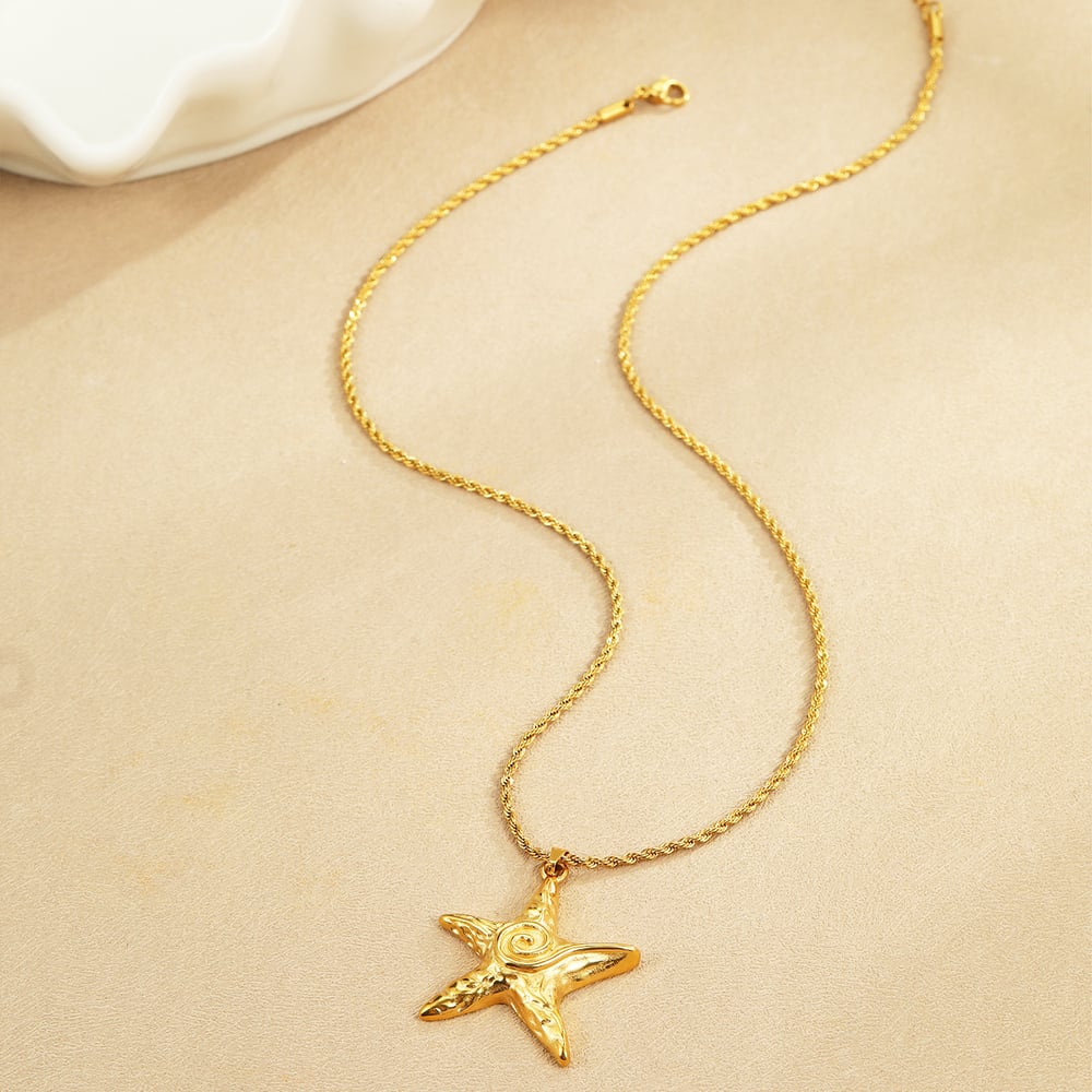 Vacation Star Stainless Steel Gold Color Women's Pendant Necklaces h5Picture3