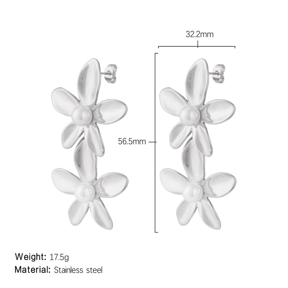 1 Paar Luxuriöse Serie Süße Blume Edelstahl Gold Farbe frauen Tropfen Ohrringe h5Bild2