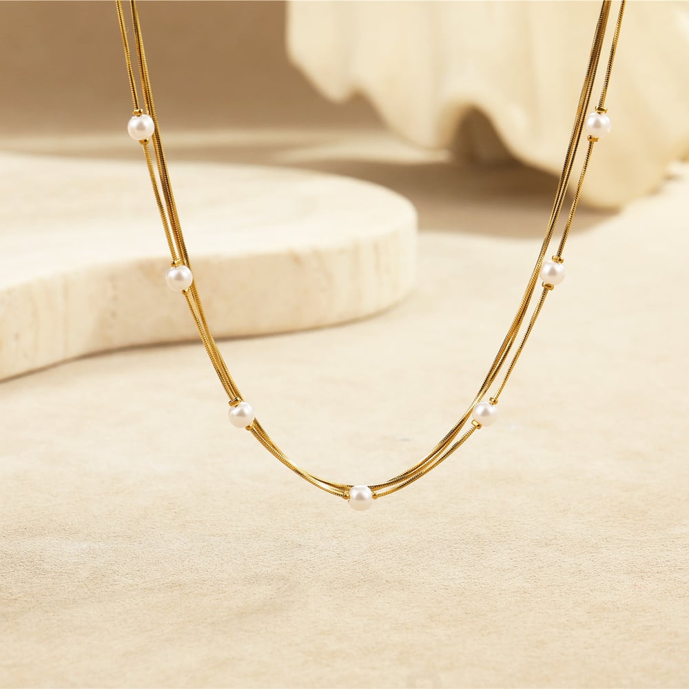 Eleganti collane a catena da donna in acciaio inossidabile color oro Immagine4