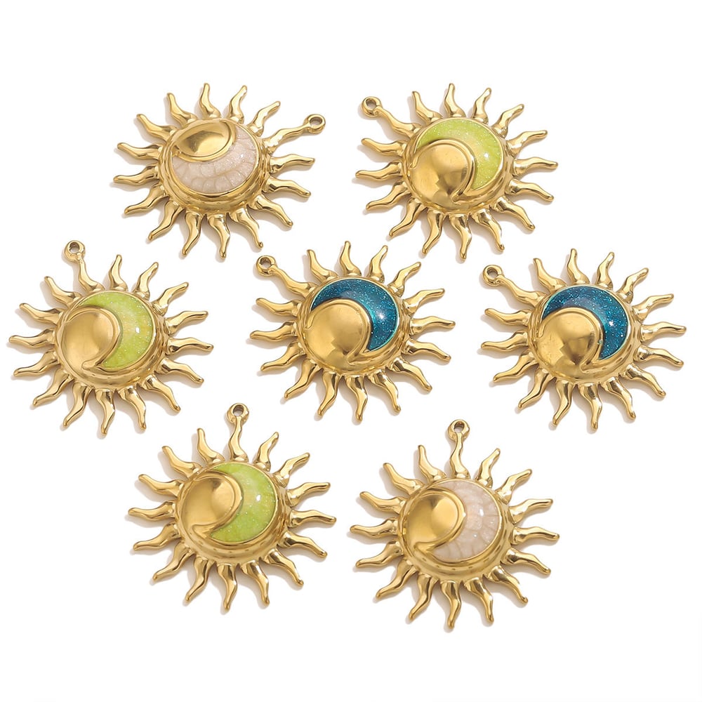 1 pieza clásica DIY Sol Acero inoxidable Color dorado Colgantes para mujer Imagen5