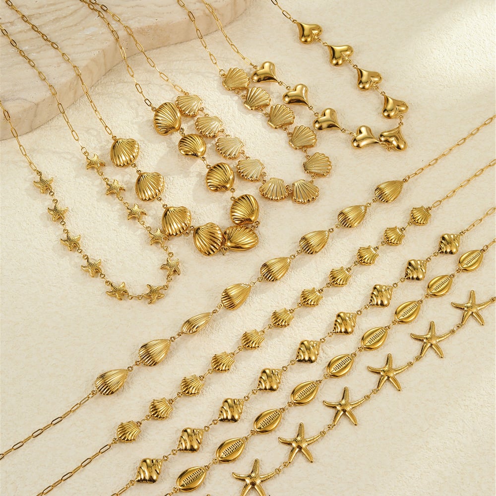 1 Pair Romantic Series Stainless Steel   Gold Color  Women's Pendant Necklaces h5Picture2