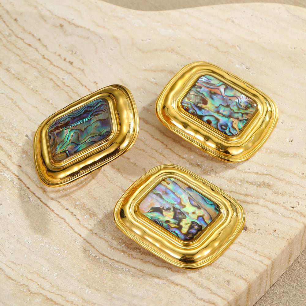 1 Pair Classic Series Retro Geometric Stainless Steel Women's Stud Earrings h5Picture2