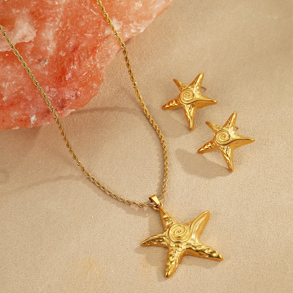 Vacation Star Stainless Steel Gold Color Women's Pendant Necklaces h5Picture2