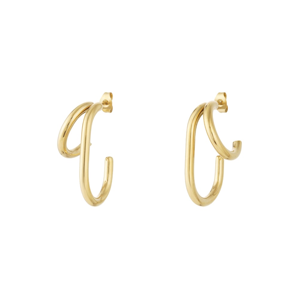 1 Paar einfache Serie lässig geometrische Edelstahl Gold Farbe Damen Creolen