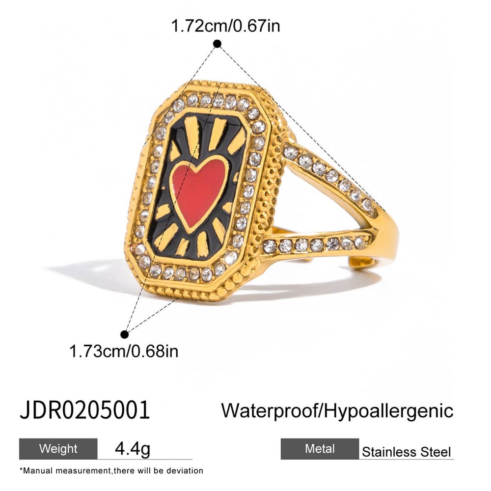 1 Piece Personality Rectangular Stainless Steel Gold Color Statement Rings h5Picture2