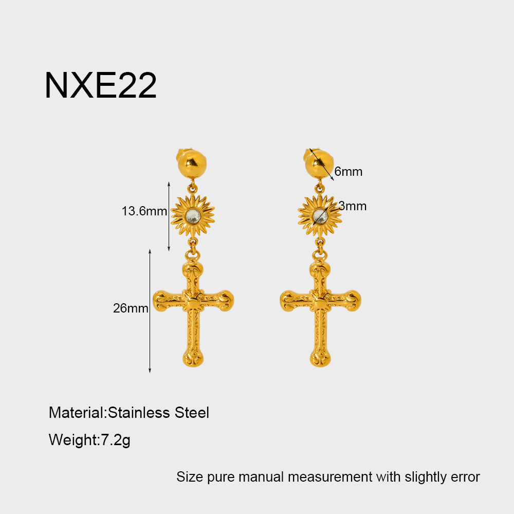 Classic Series Retro Cross Stainless Steel  Women's Stud Earrings