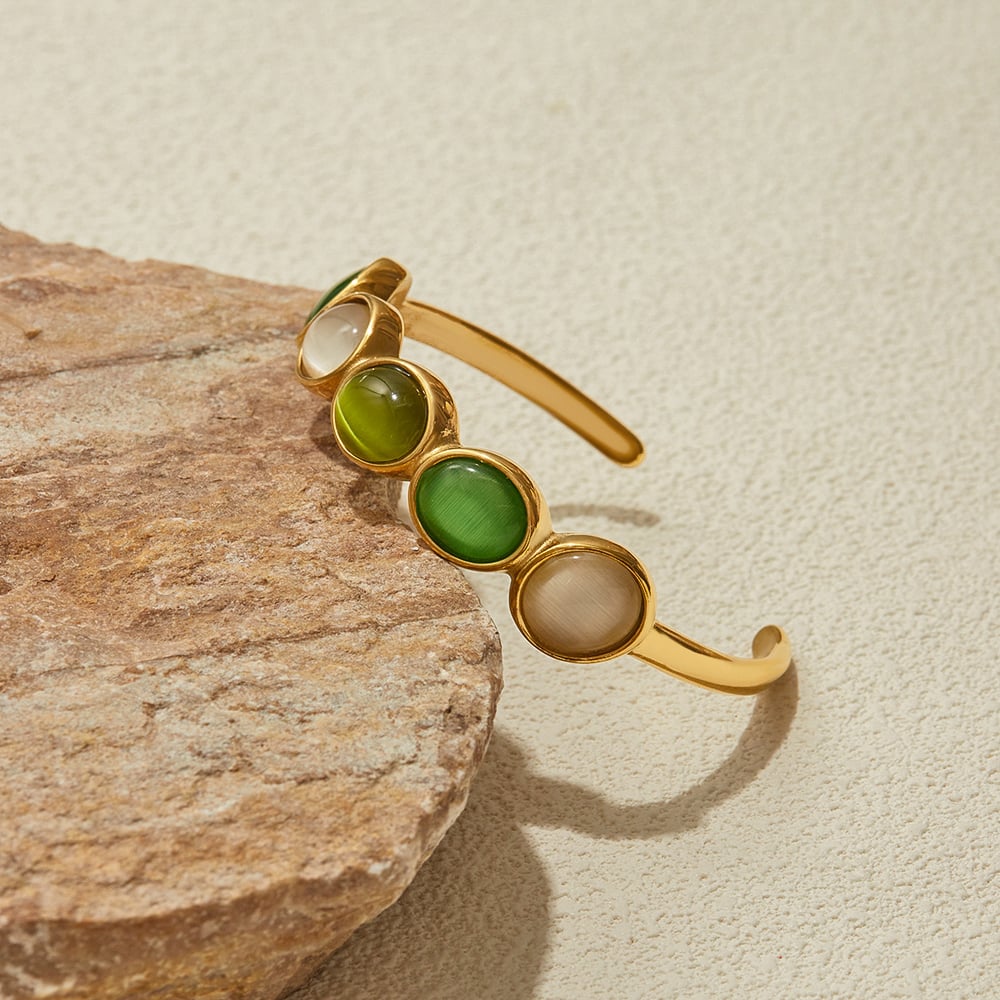 1 Piece Elegant Oval Stainless Steel Gold Color Women's Bangles h5Picture8