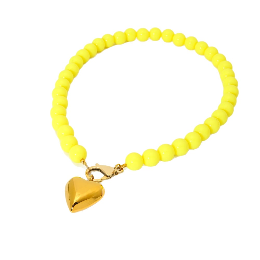 1 Piece Heart Acrylic Gold Color Beaded Necklace h5Picture5