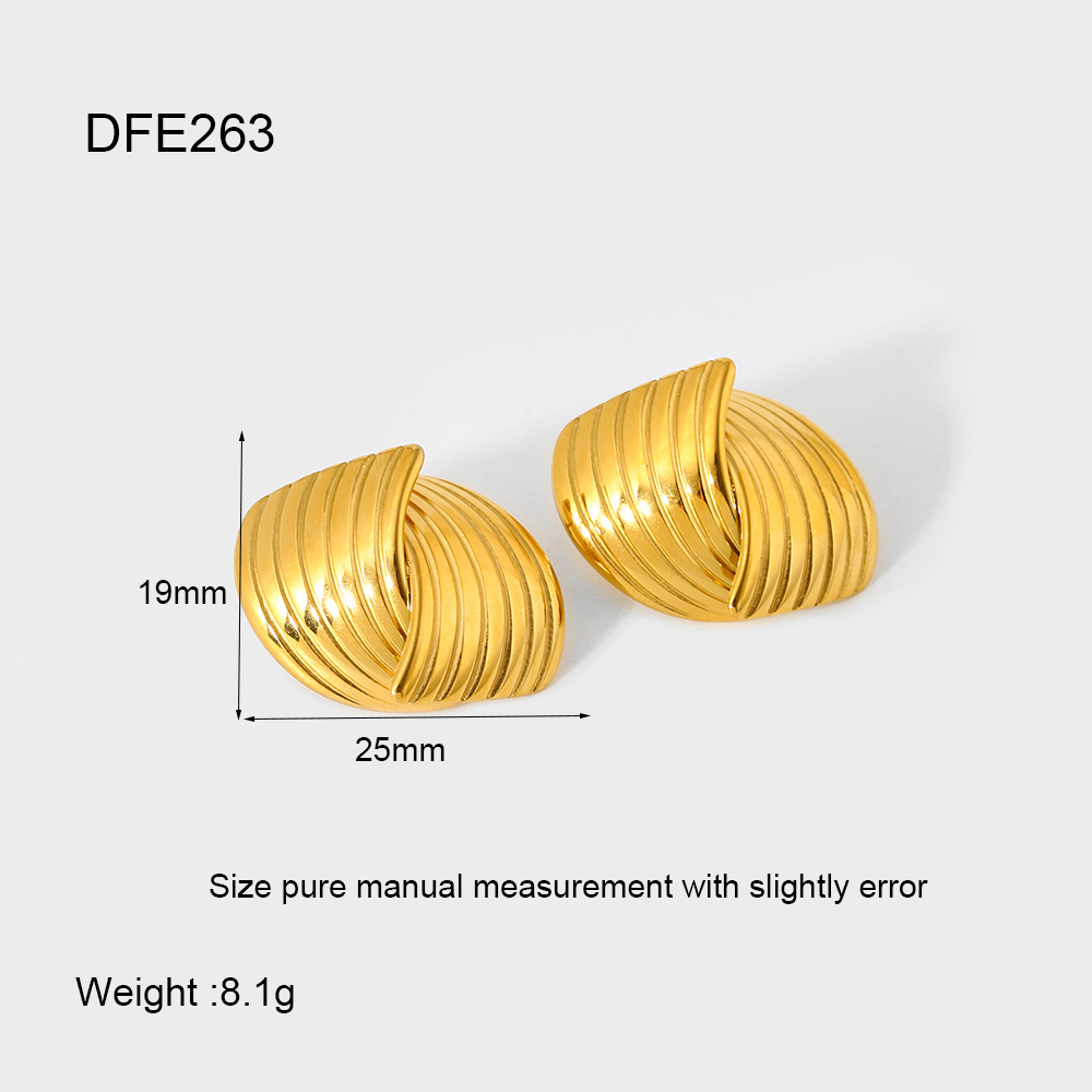 Retro Geometric Stainless Steel   Gold Color  Women's Stud Earrings