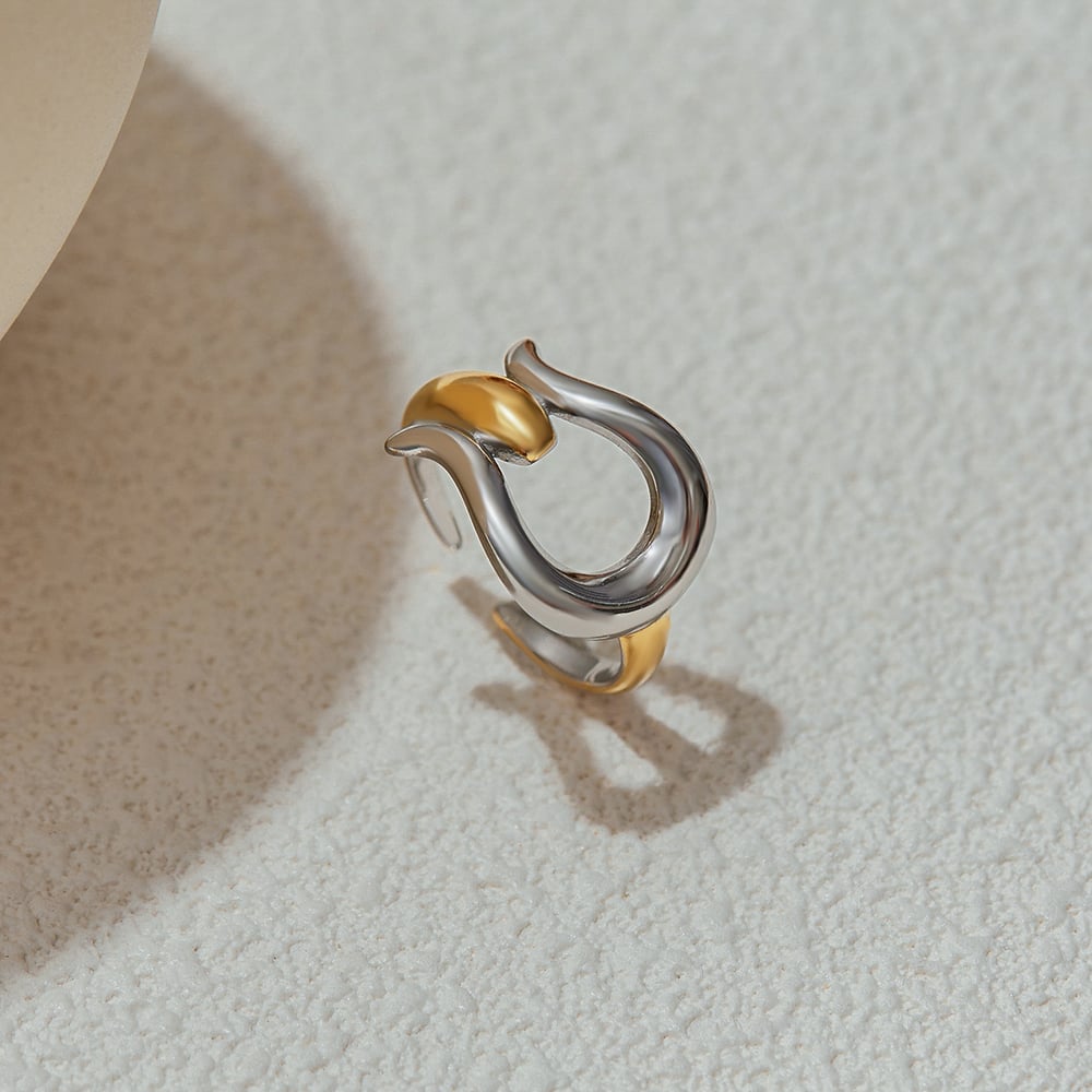1 stuk moderne serie persoonlijkheid geometrische roestvrij staal goudkleurige minimalistische ringen h5Afbeelding8