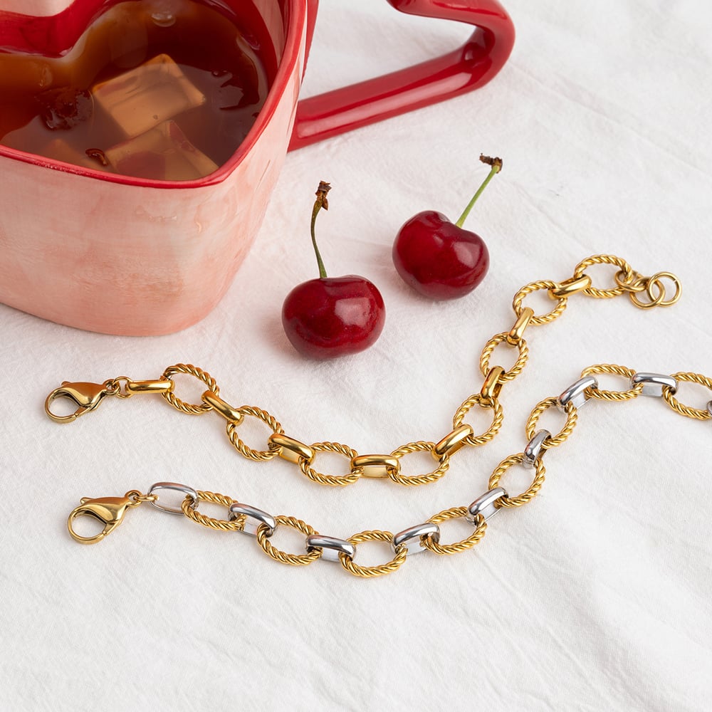 1 Piece Simple Series Daily Twist Stainless Steel Gold Color Women's Chain Bracelets h5Picture3