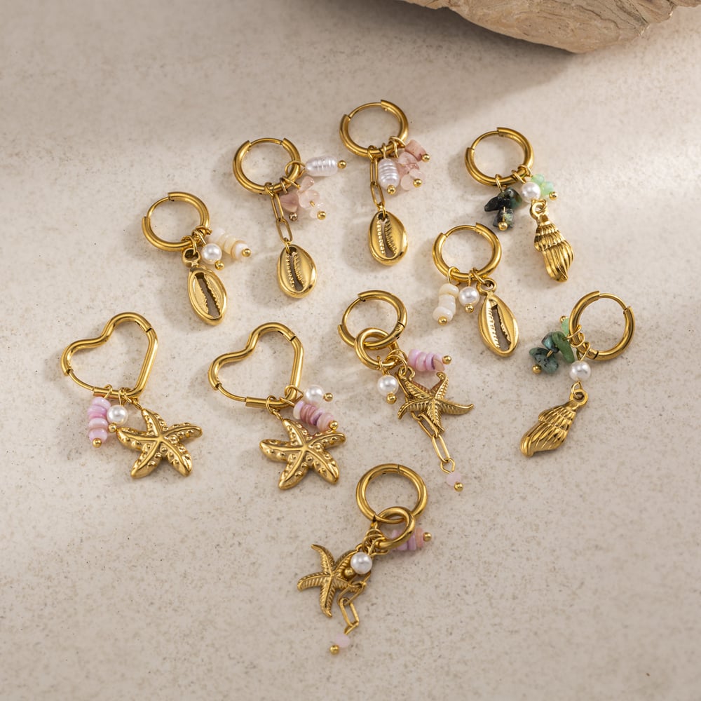 1 Paar Oceanic Edelstahl Gold Farbe DIY Tropfen Ohrringe h5Bild3