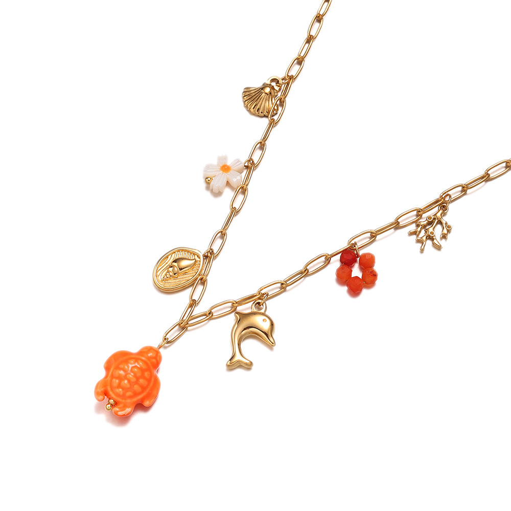 1 pezzo di collana con ciondolo color oro in acciaio inossidabile oceanico