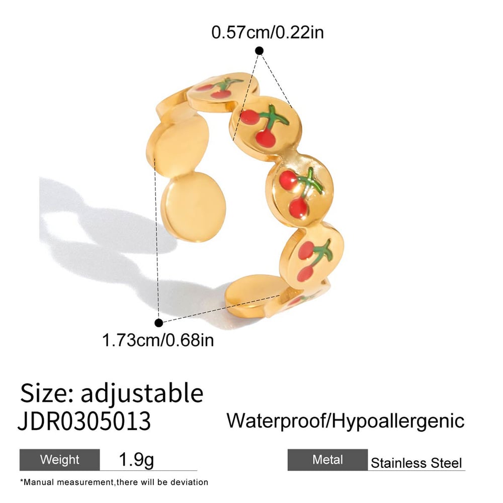 1 Piece Cherry Stainless Steel Gold Color Statement Rings