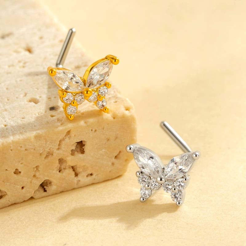 1 Piece Copper Gold Color Zircon  Nose Stud Picture4