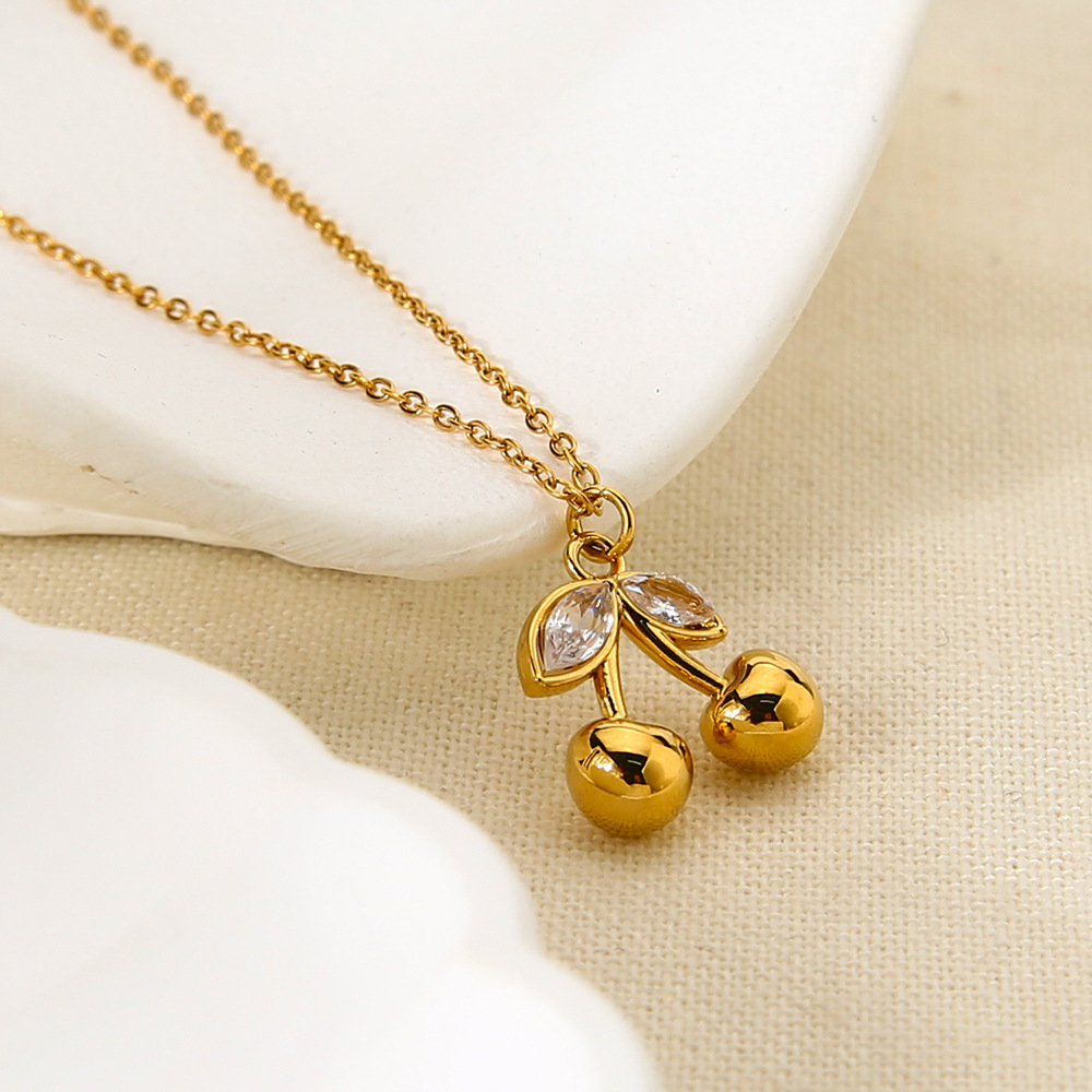 Romantische Serie Süße Pflanze Edelstahl Gold Farbe Zirkon frauen Anhänger Halsketten Bild4