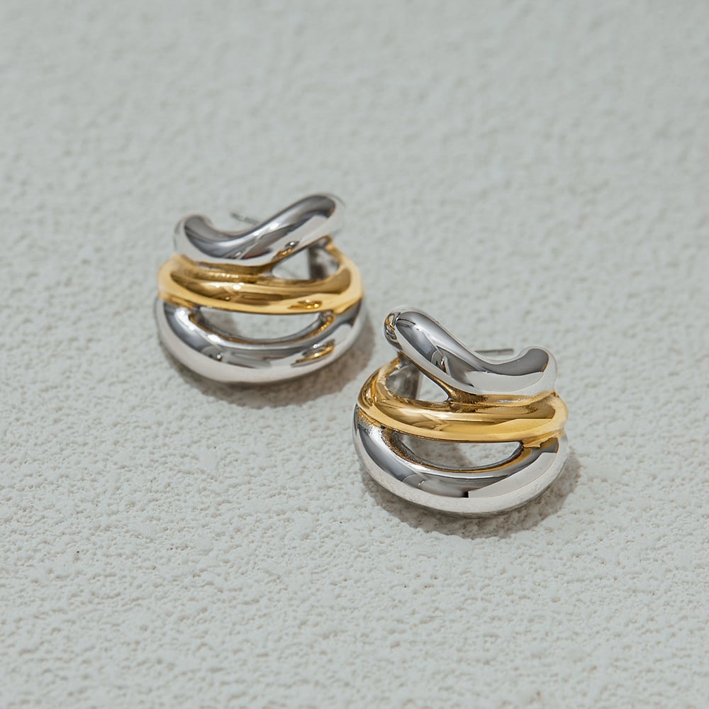 1 paar Simple Series Twist roestvrijstalen goudkleurige damesoorbellen Afbeelding4