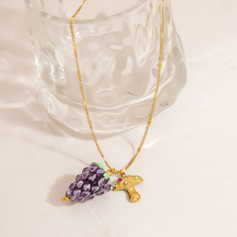 1 Piece Fruit Stainless Steel Gold Color Pendant Necklace h5Picture4