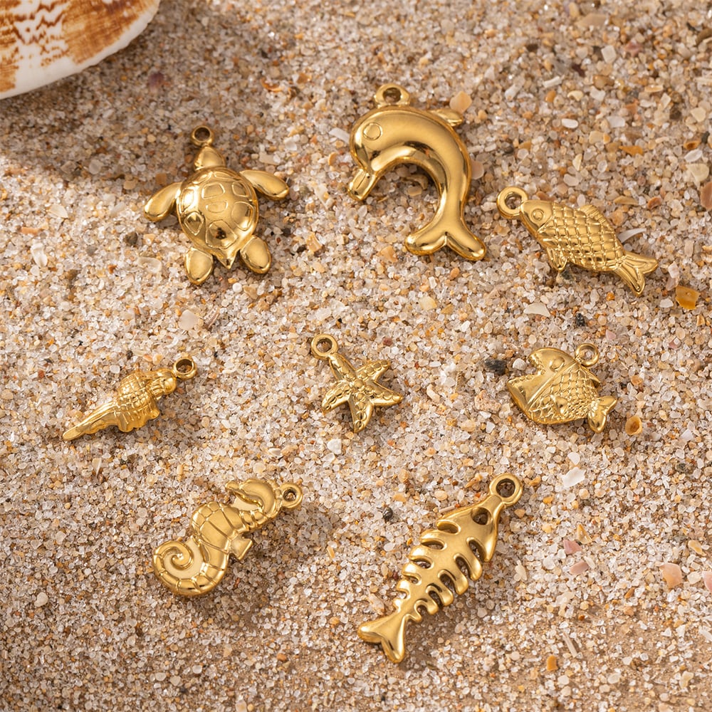 1 Piece Oceanic Stainless Steel Gold Color Pendant Picture4