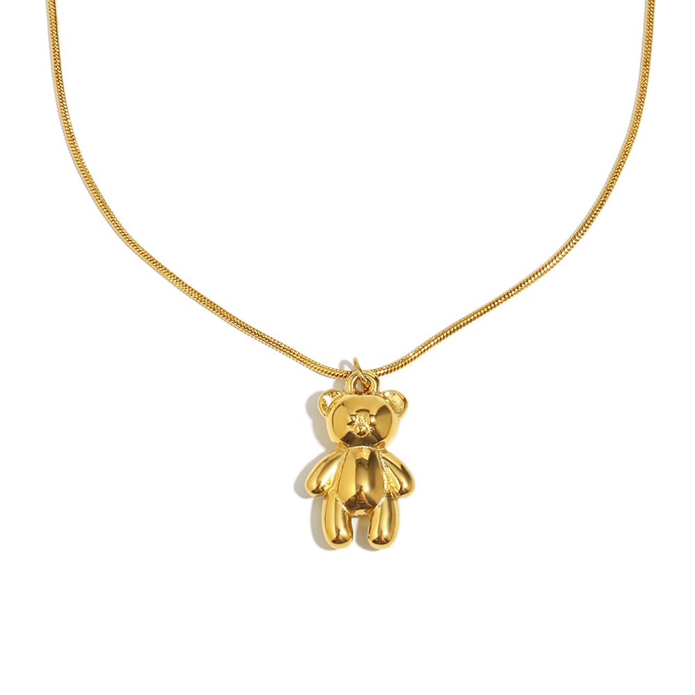 Solid-color Cute Bear Pendant  Women’Necklace