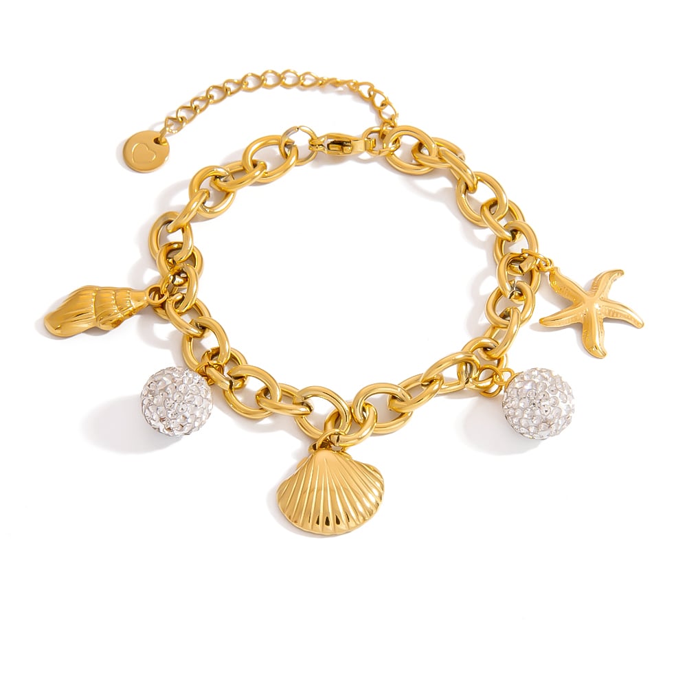 Lässige Schildkröte Edelstahl Gold Farbe Damen Charm Armbänder 