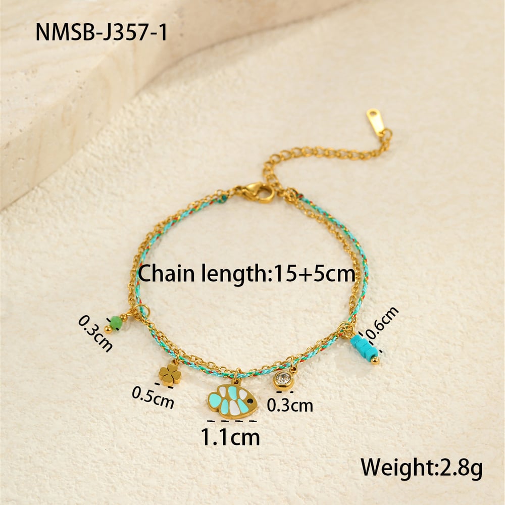 Bracelets à breloques simples en acier inoxydable pour femmes, motif animal de vacances