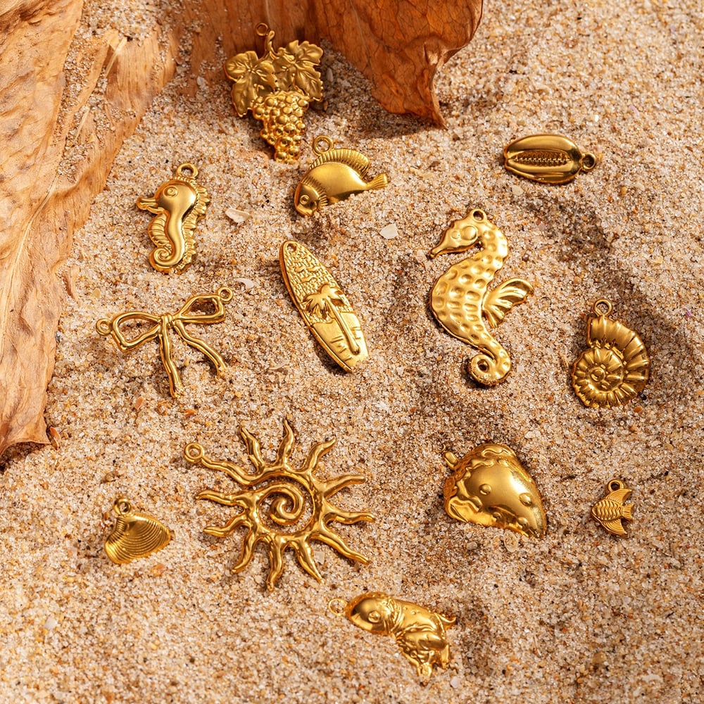 1 Stück Edelstahl Goldfarbene DIY-Anhänger h5Bild3