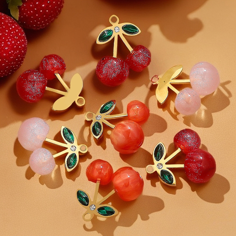 1 Piece DIY Cherry Stainless Steel Women's Pendants h5Picture3